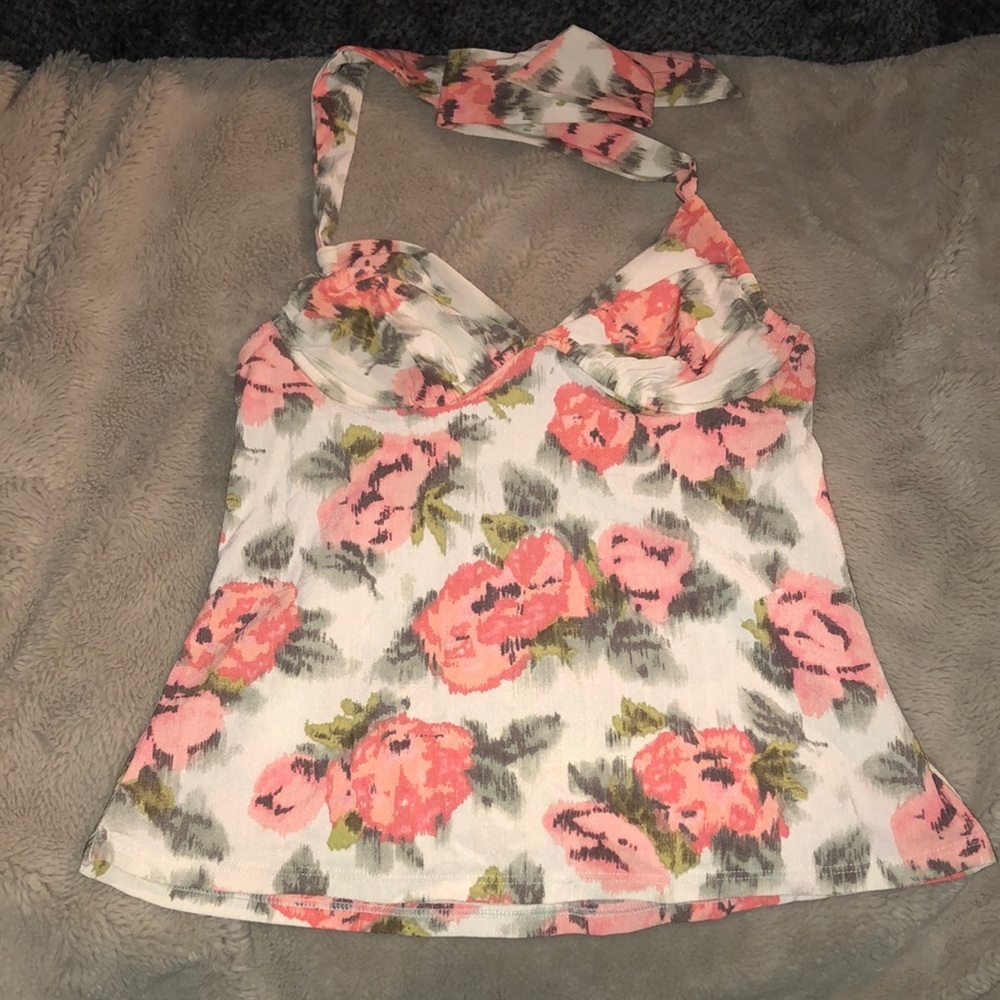Lands End V-neck Halter Tankini Swimsuit Top, size 2